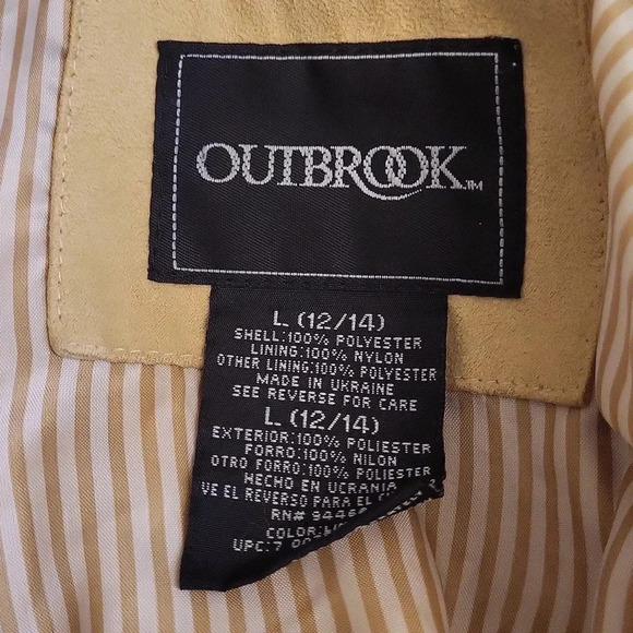 Outbrook Tan Rain Coat Large 12-14 Snap Button Front - Picture 7 of 7